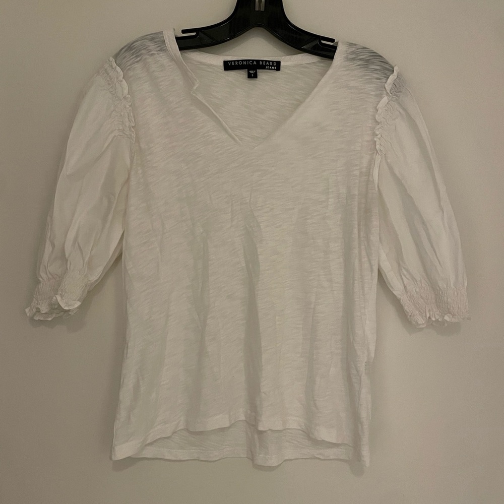 Veronica Beard White V-Neck Blouse